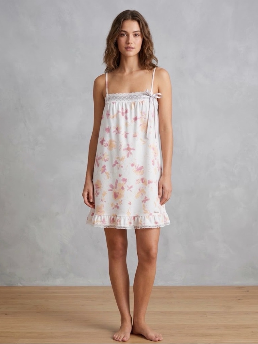 VTG Y2K Victoria's Secret floral butterfly babydoll slip dress lace ribbon XS